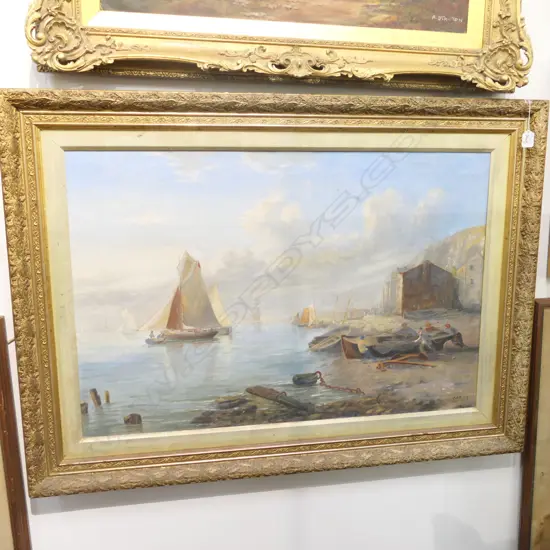 C.A.SIMPSON, LARGE 19thC ENGLISH OIL ON CANVAS IN ORNATE GILT FRAME, SIGNED. 600 x 900mm