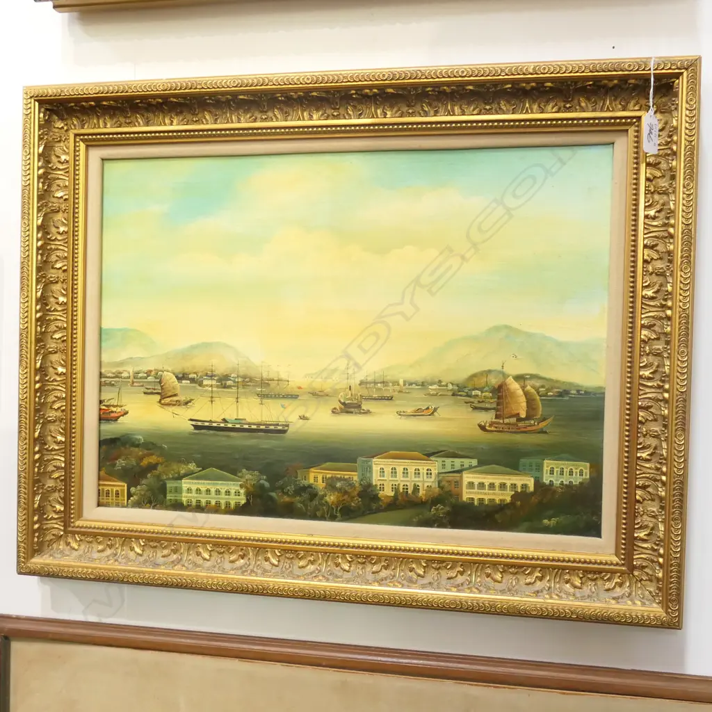 OIL PAINTING IN COLONIAL STYLE OF HONG KONG 350 X 510 MM Image 1++