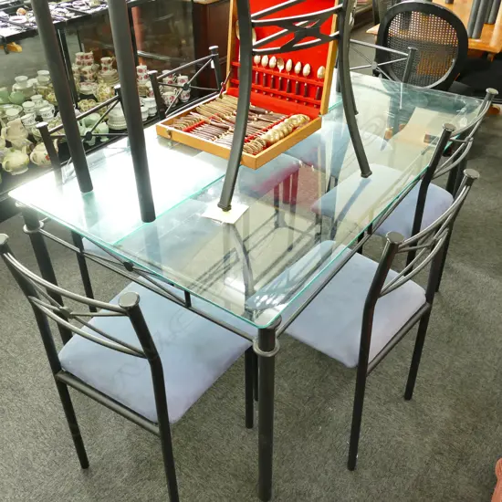 GLASS TOP DINING TABLE + 6 CHAIRS