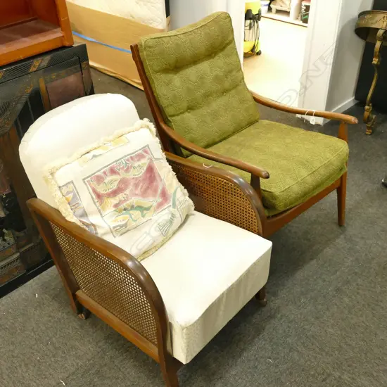 2 ARMCHAIRS: WYMCOMB CANE & RETRO