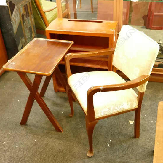 BOOKCASE /SIDE TABLE AND BRIDGE CHAIR