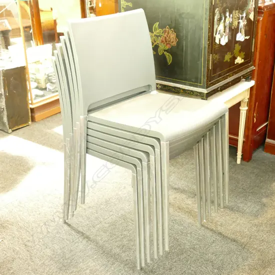 6 PLASTIC STACKING CHAIRS BY PEDRALI