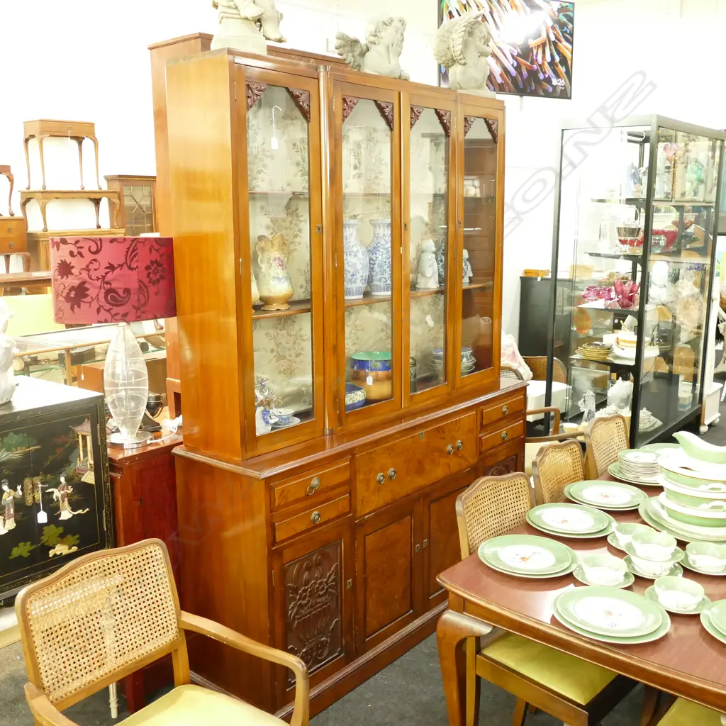 GLAZED KAURI BOOKCASE CABINET 1600MM W X 2180MM H Image 1++