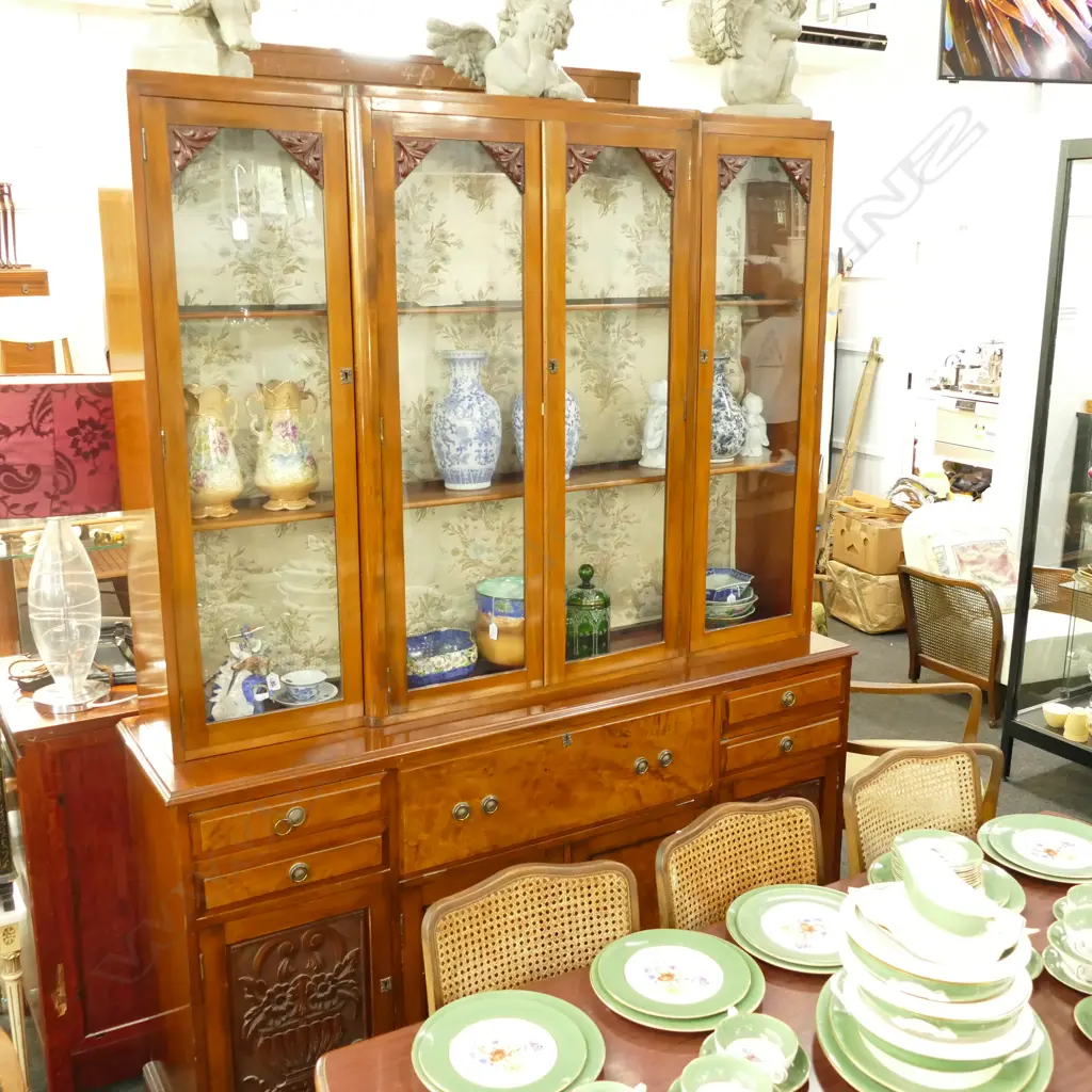 GLAZED KAURI BOOKCASE CABINET 1600MM W X 2180MM H Image 1++