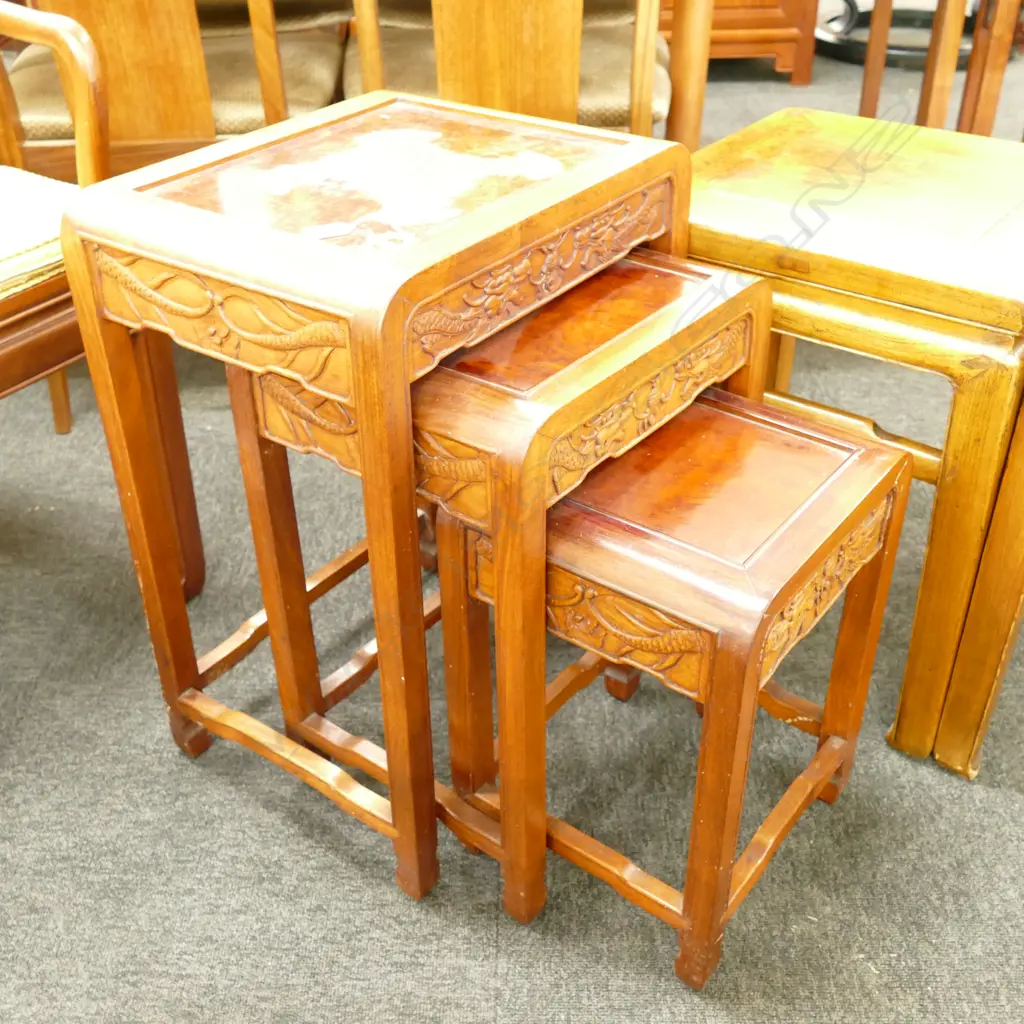 NEST OF 3 CARVED CHINESE TABLES Image 1++