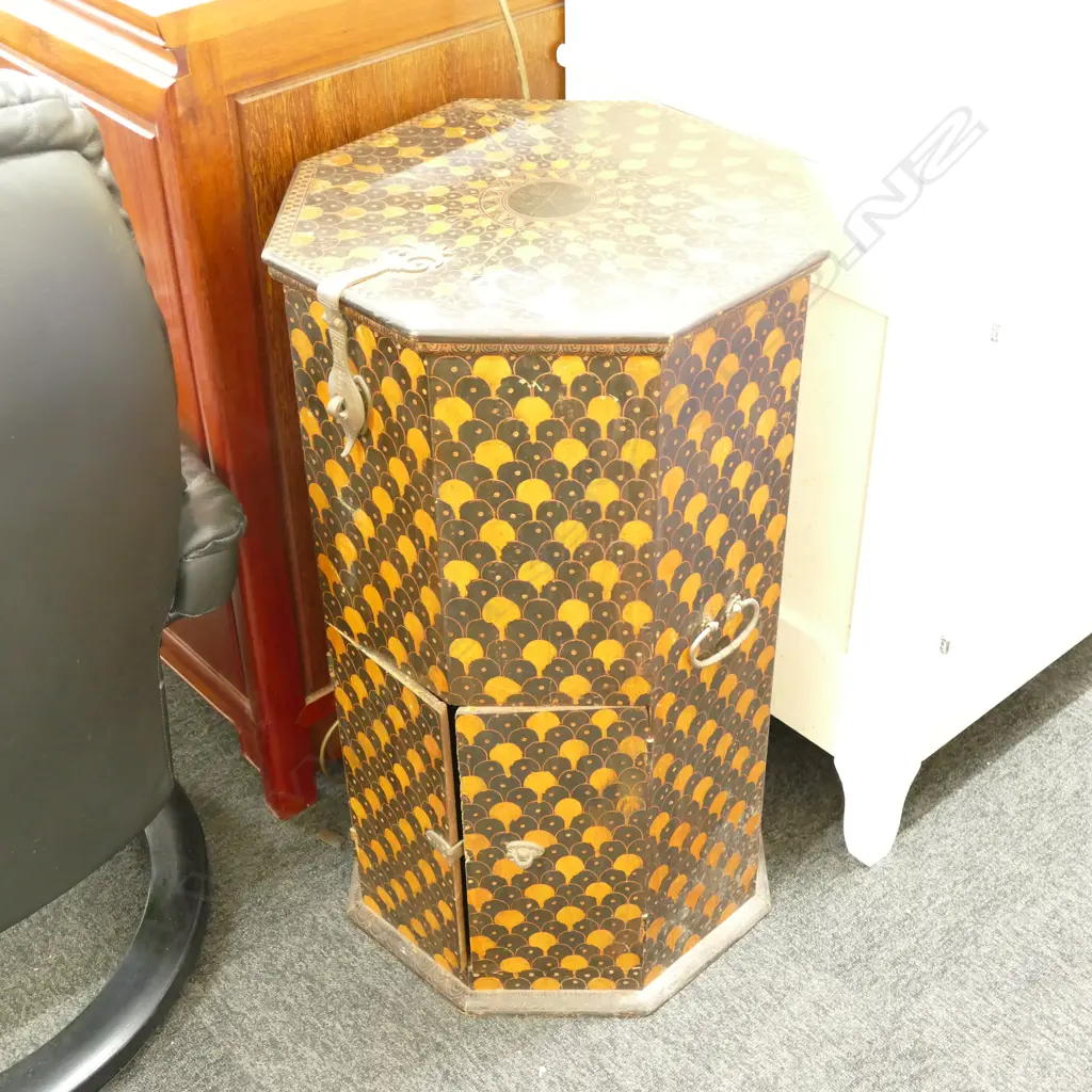 HEXAGONAL HARDWOOD SIDE  CABINET... Image 1++