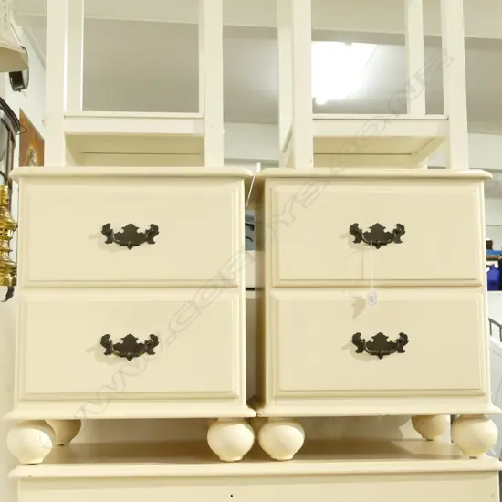 PR OF WHITE PAINTED BEDSIDE CABINETS
