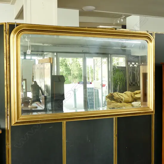 LARGE GILT FRAMED OVER MANTEL MIRROR