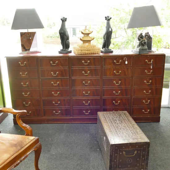 LGE GEORGIAN STYLE MAHOGANY LONG BANKERS CABINET