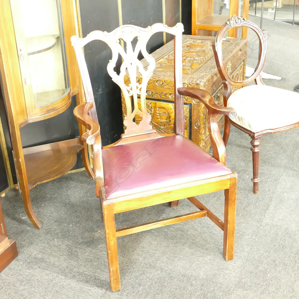 ORNATE CHIPPENDALE STYLE CARVER CHAIR Image 1++