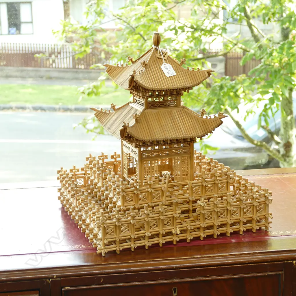 CHINESE FINELY WORKED BAMBOO TEMPLE Image 1++