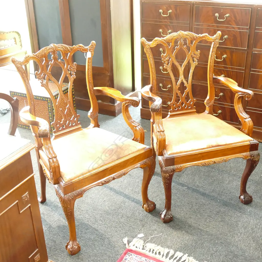 PR ORNATE CHIPPENDALE STYLE CARVER CHAIRS Image 1++