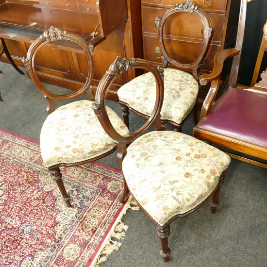 8 EDWARDIAN BALLOON BACK CHAIRS