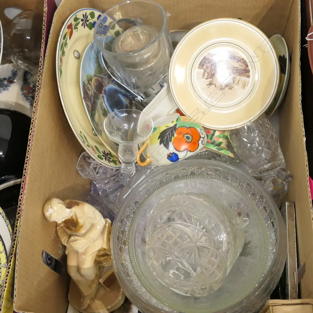 BOX ASST CRYSTL / GLASS / CHINA ETC INCL. BAIRNSFATHER WALL PLATE Image 1++