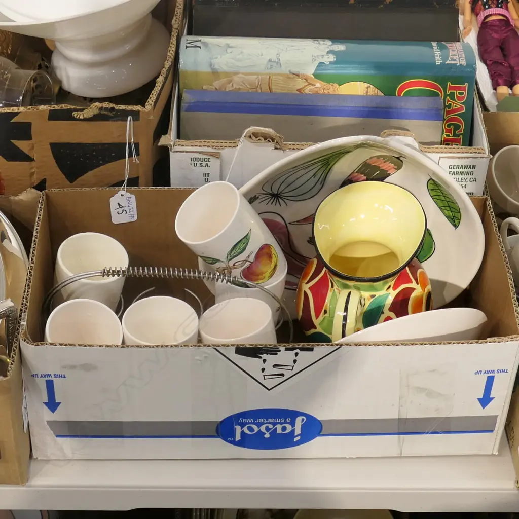BOX RETRO CHINA, ITALIAN PLATES, MUG SET & DECO JUG Image 1++