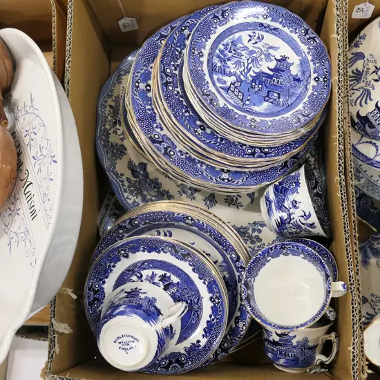 LOT ASST BURLEIGH WARE WILLOW DINNER WARE ETC