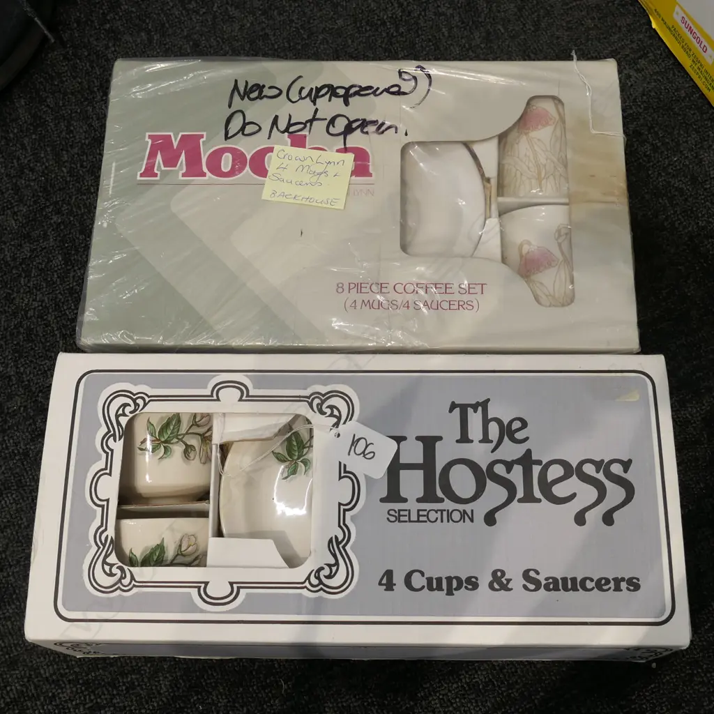 2 BOXED CROWN LYNN AS NEW BOXED CUP & SAUCER SETS Image 1++
