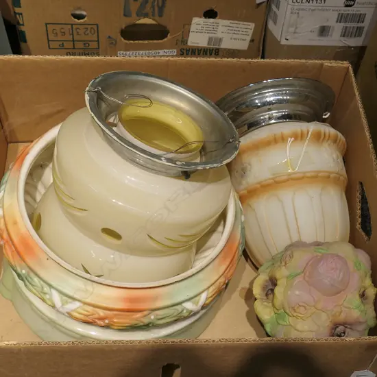 BOX LOT ASST. ART DECO LIGHT SHADES