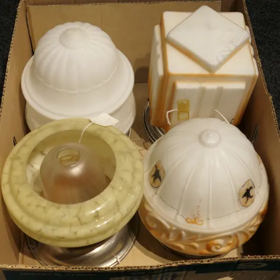 BOX LOT ART DECO LAMPSHADES
