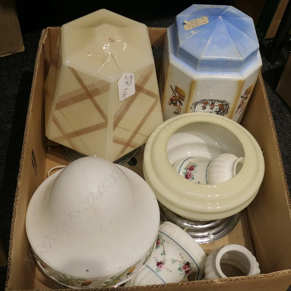 BOX LOT ASST. ART DECO LIGHT SHADES Image 1++