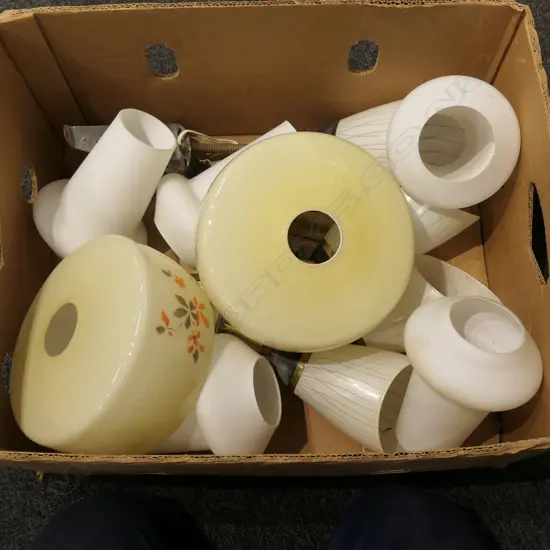 BOX LOT RETRO LIGHT SHADES AND WALL LIGHTS