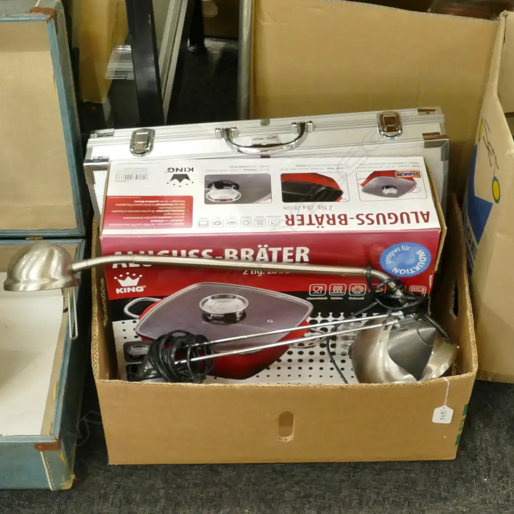 NEW GERMAN ROASTING DISH, MILANO INOX BBQ SET & 2 DESK LAMPS Image 1++