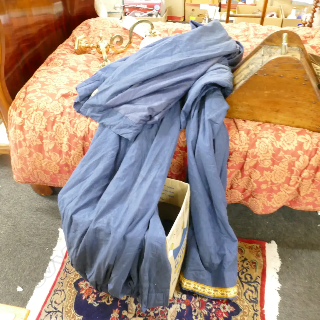 3 BLUE SILK CURTAINS Image 1++