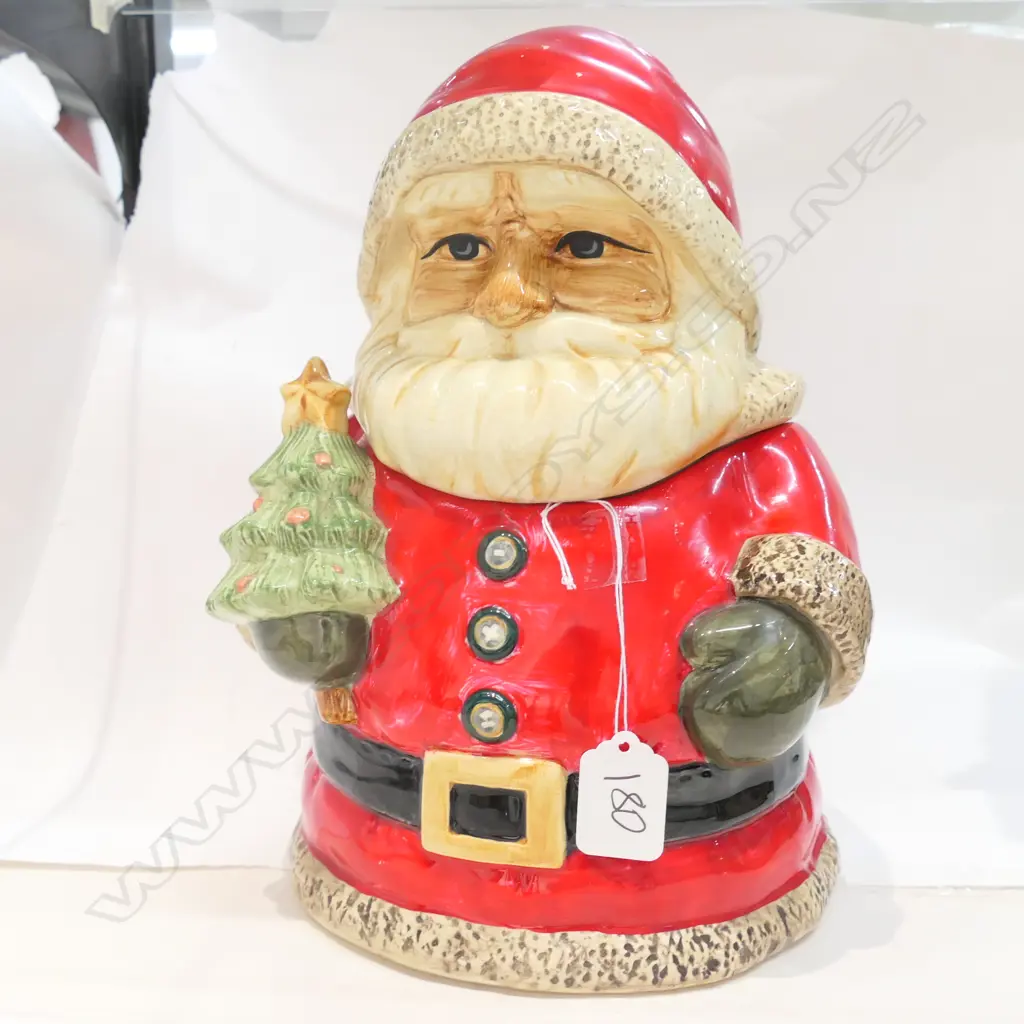 RUSS BERRIE USA SANTA CLAUS LIDDED BISCUIT BARREL H.280mm Image 1++