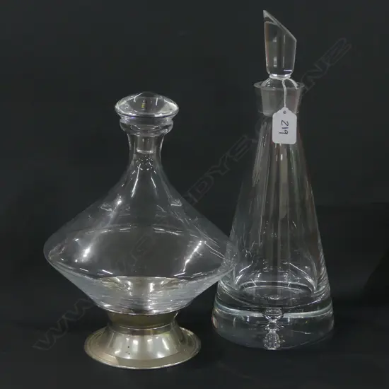 2 DECANTERS LARGEST 330MM H
