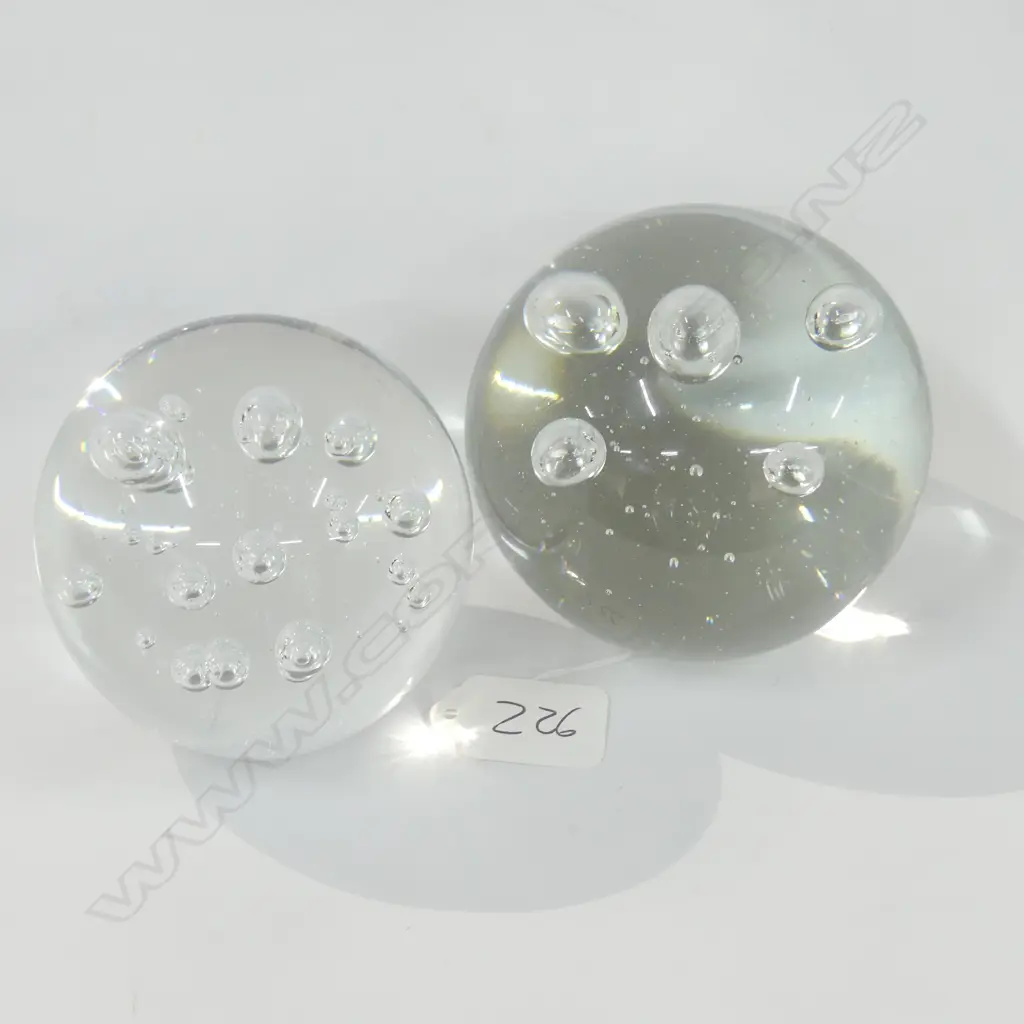 PAIR OF BUBBLE PAPERWEIGHTS 100MM DIA Image 1++