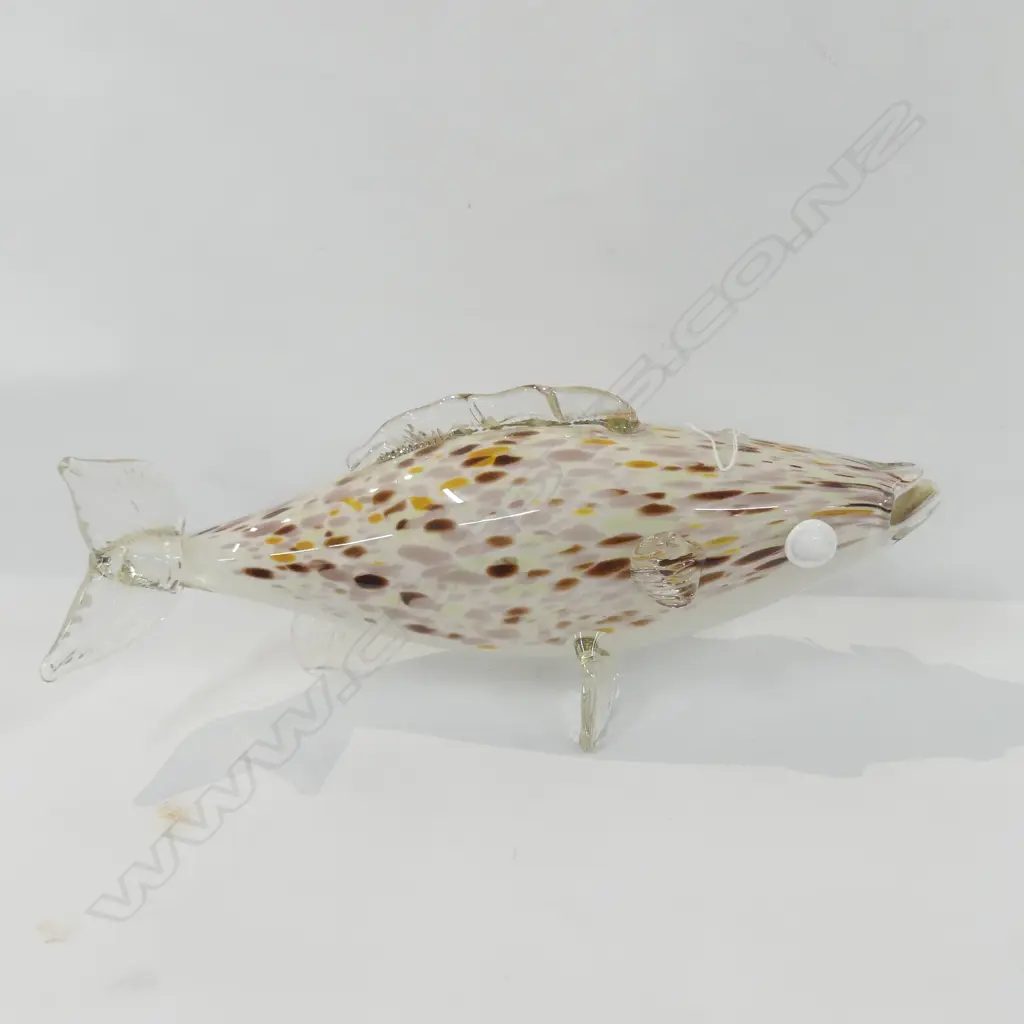 MURANO GLASS FISH MOTTLED & CLEAR L.320mm Image 1++