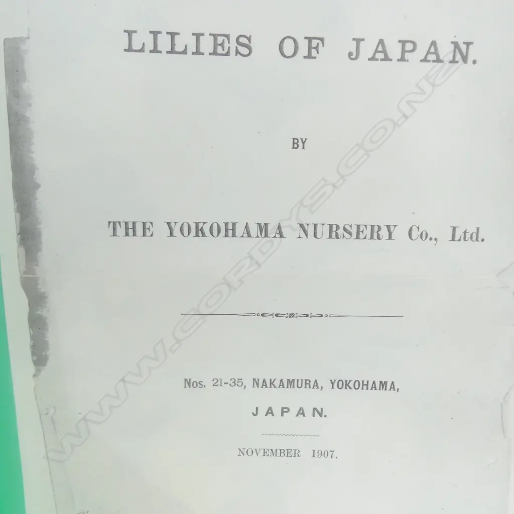 By The Yokohama Nursery Co. Ltd.1907. Individual pages in loose leaf folder. This particular group of plates is from the 1907 catalogue. The vendor's family ran a specialist nursey in Kerikeri Image 1++
