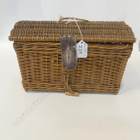 19THC WOVEN CANE SEWING BASKET + LETTER OF HISTORY