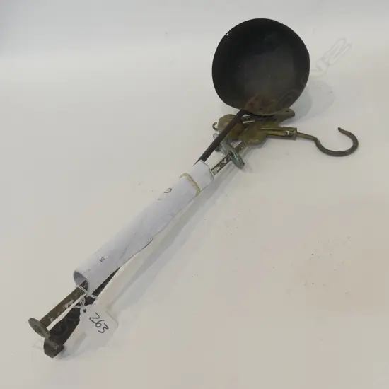 OLD BRASS 'STEEL YARD' BEAM BALANCE & COPPER LADLE..