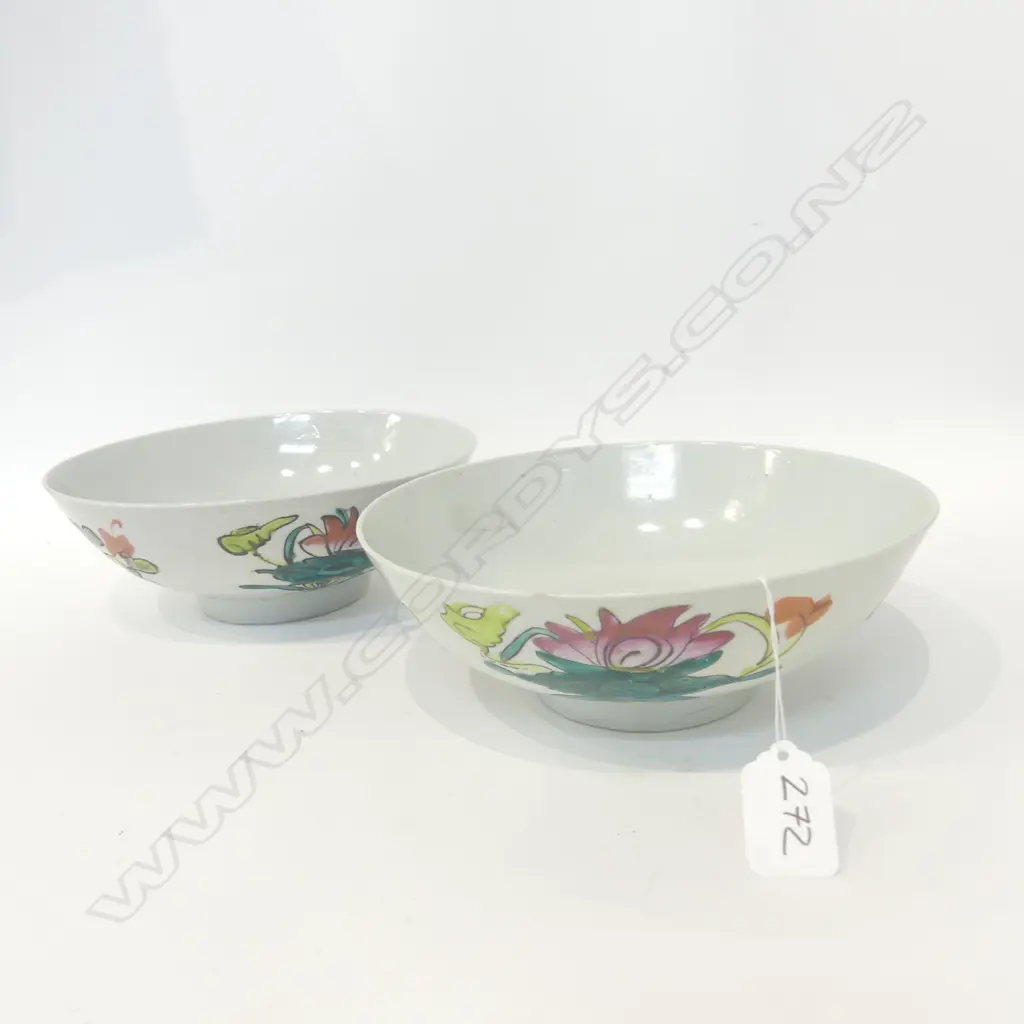 2 EARLY CHINESE FAMILLE FAMILLE ROSE BOWLs Image 1++