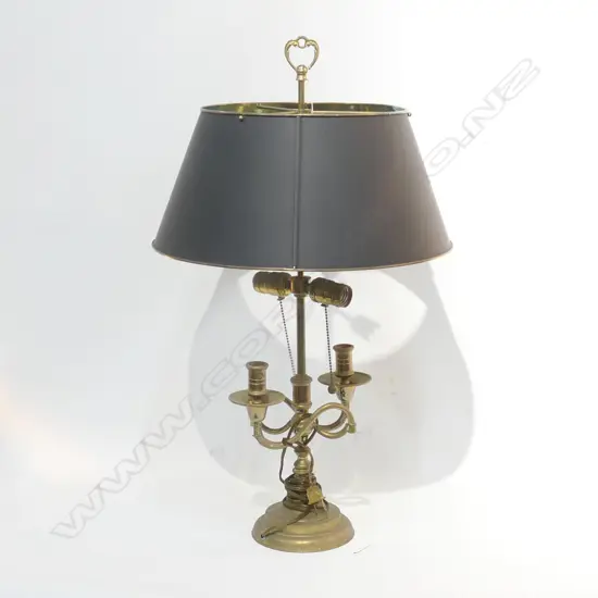 BRASS EMPIRE STYLE LAMP WITH METAL SHADE AF 710MM H