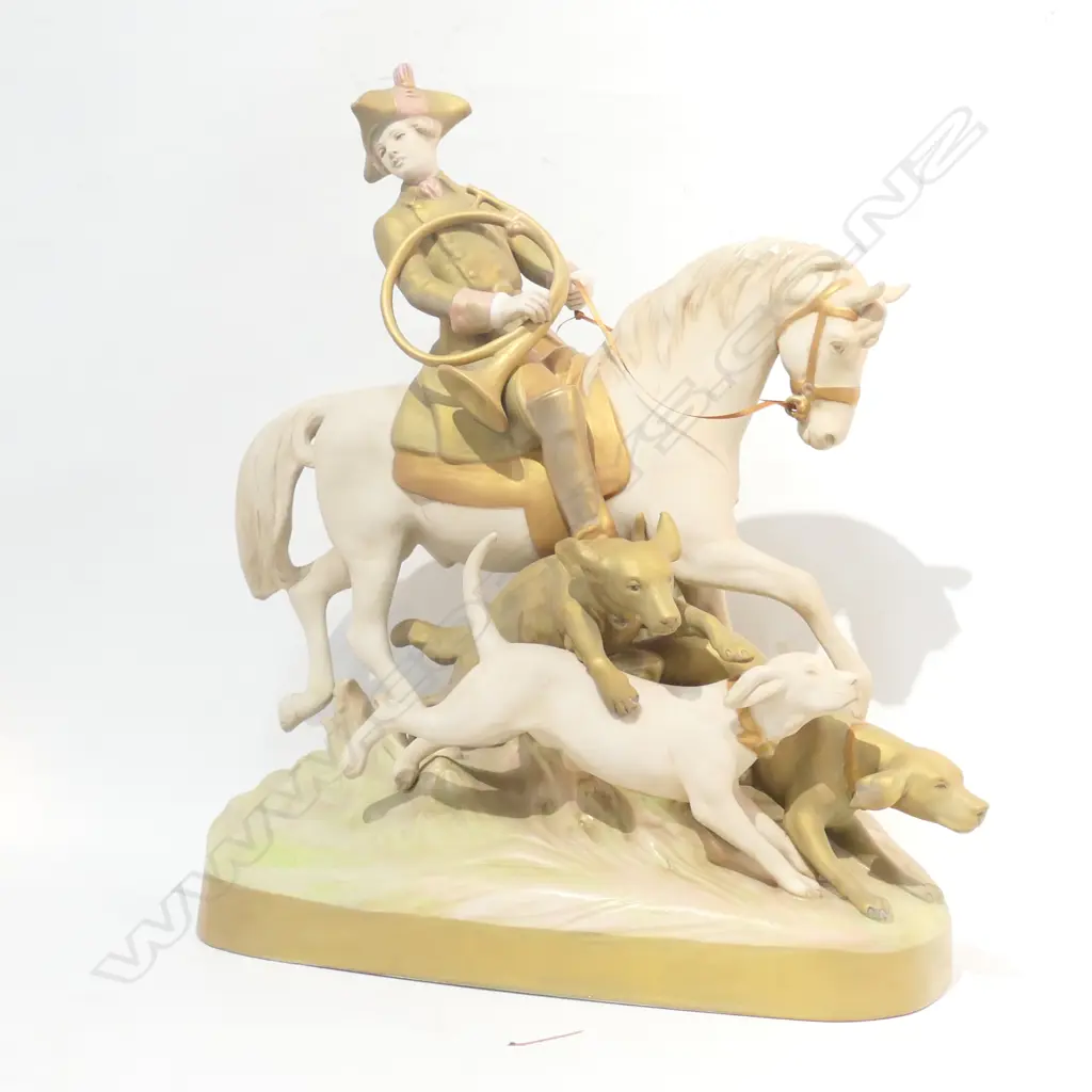 LARGE ROYAL DUX FIGURE THE FOX HUNT A/F H 500 MM Image 1++