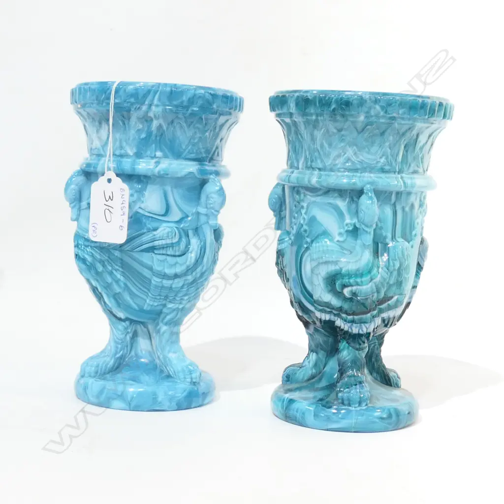 PR VICTORIAN SOWERBY SLAG GLASS VASES af Image 1++