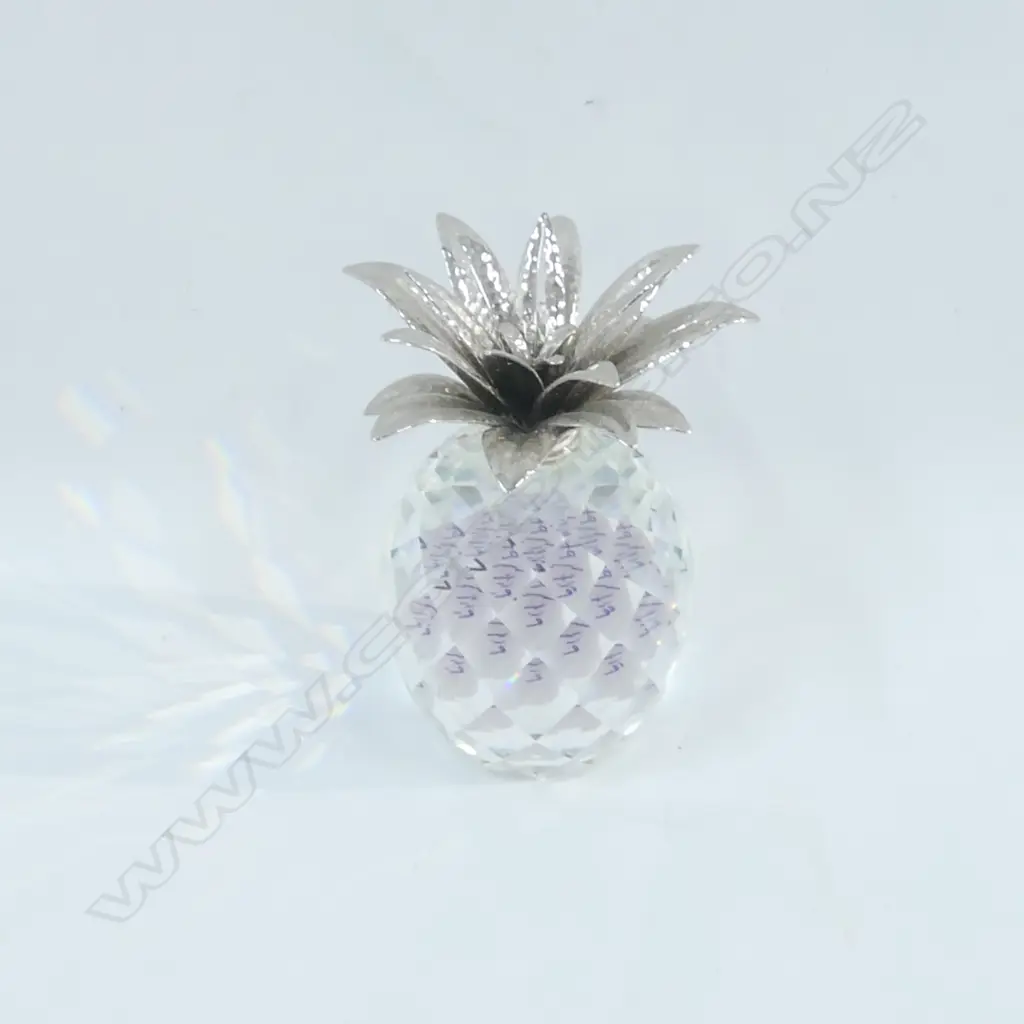 SWAROVSKI CUT CRYSTAL AND SILVER PLATE PINAPPLE, H. 110MM Image 1++