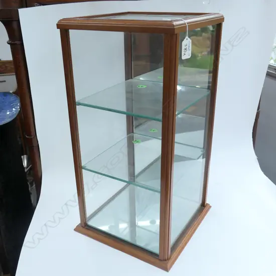 MAHOGANY FRAMED TABLE TOP DISPLAY CABINET
