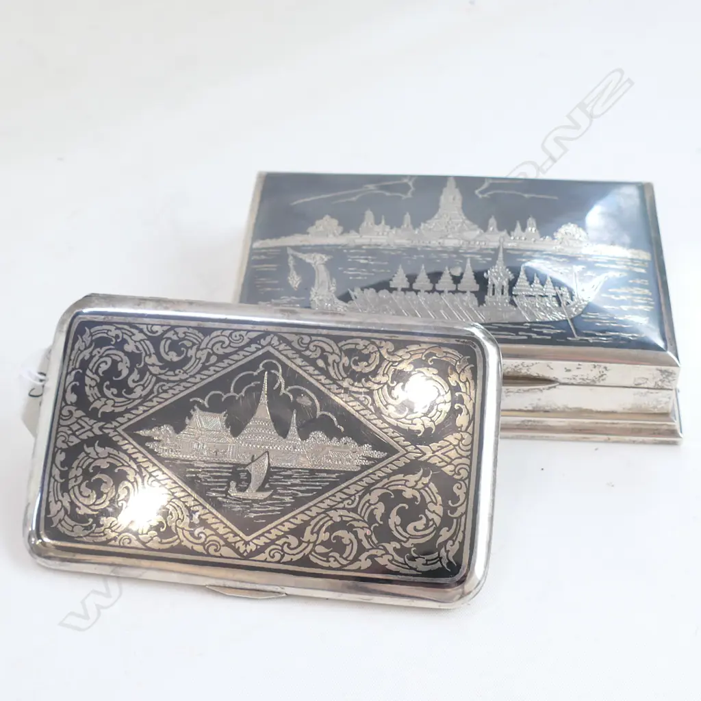THAI CIGARETTE BOX + CASE - NIELLO WORK Image 1++