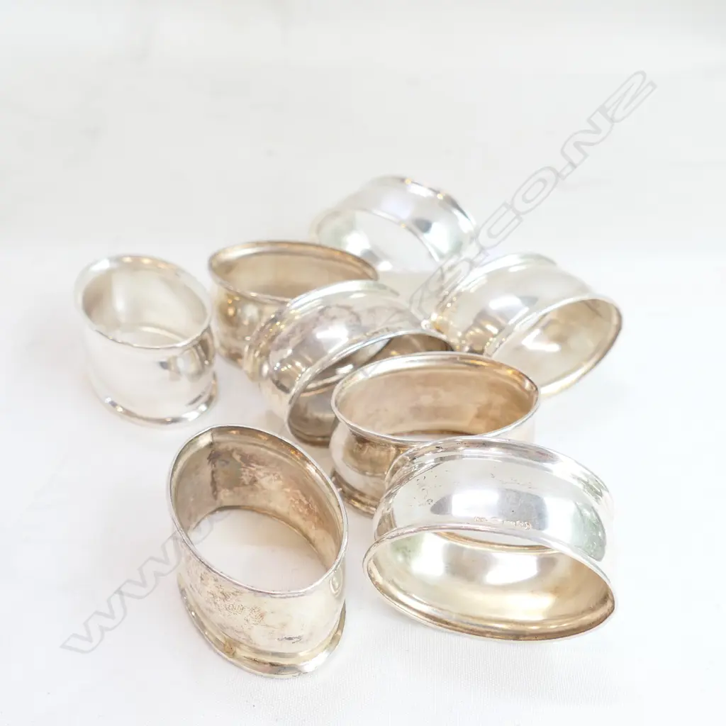 8 SILVER 800 STD NAPKIN RINGS 260gms Image 1++
