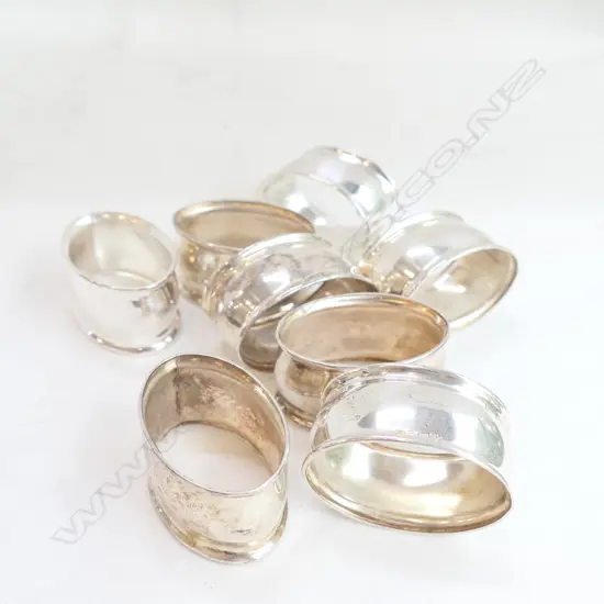 8 SILVER 800 STD NAPKIN RINGS 260gms