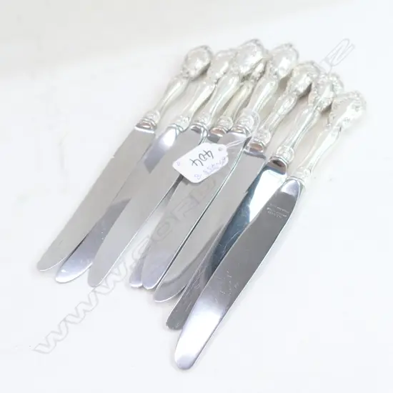 SET 8 'STERLING' FANCY HANDLED TABLE KNIVES STAINLESS BLADES