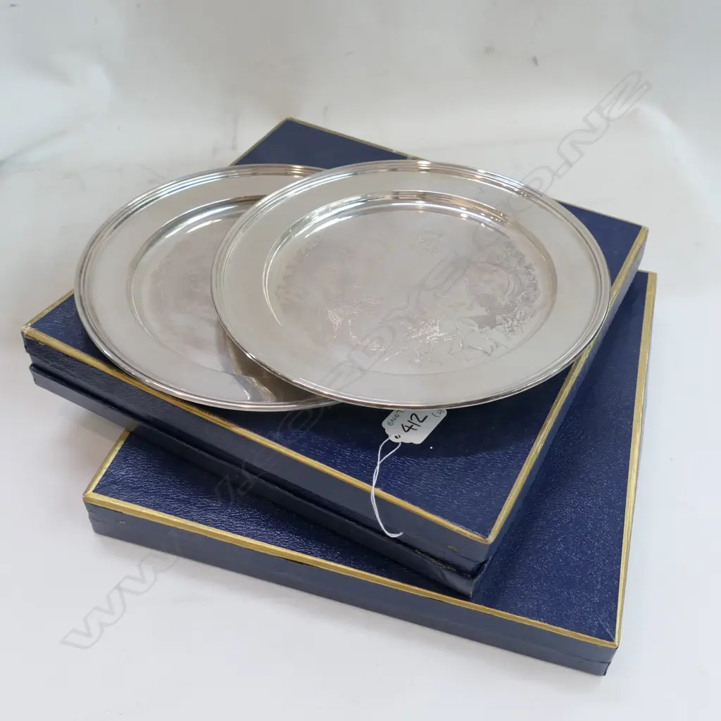 PR STERLING SILVER COMMEMORATIVE PLATES BY ANNIGONI WEIGHT 766GMS Image 1++