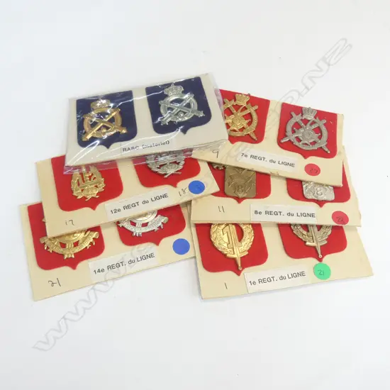 12 MILTARY BADGES ON 6 CARDS...