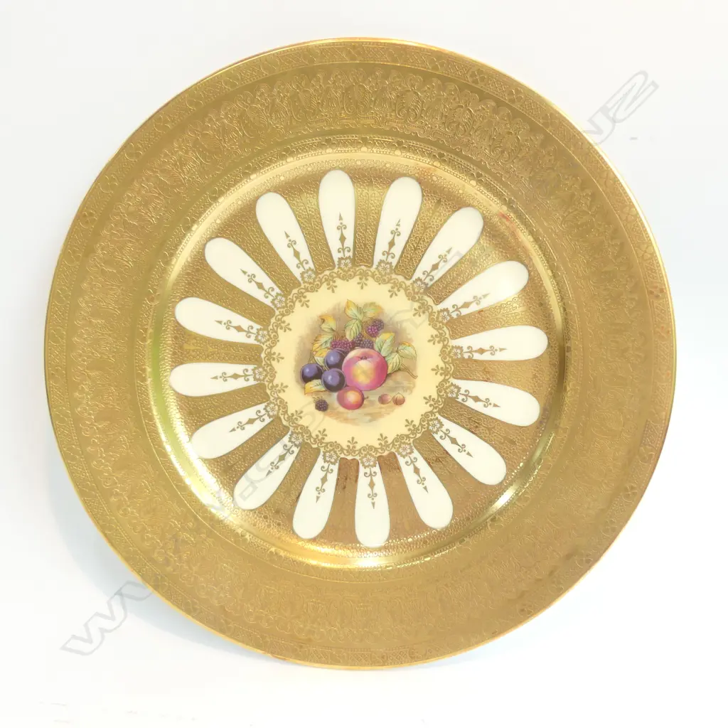 AYNSLEY FRUIT DECORATED & GILDED PLATE 265mm Dia. Image 1++