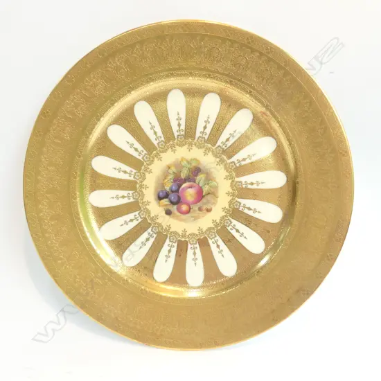 AYNSLEY FRUIT DECORATED & GILDED PLATE 265mm Dia.