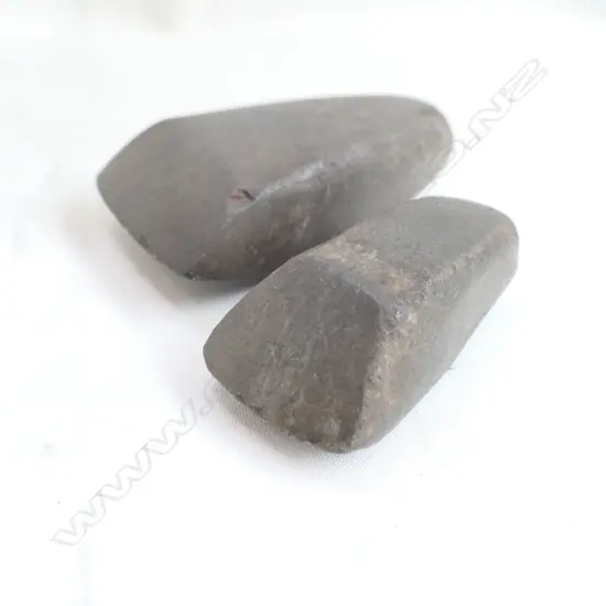 2 EARLY PACIFIC STONE ADZE L's 100 & 75mm
