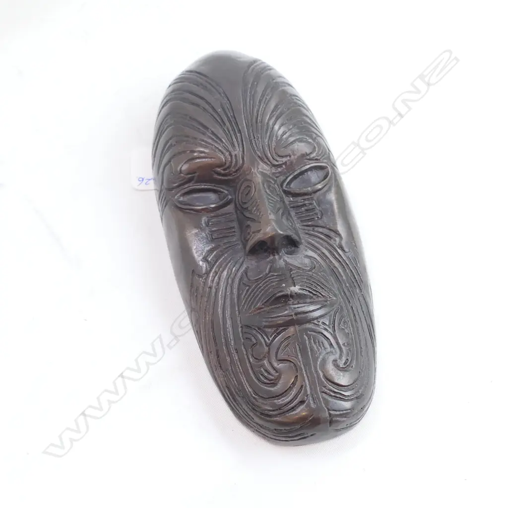 BRONZE MAORI MASK MOKO DETAIL  H.190mm Image 1++